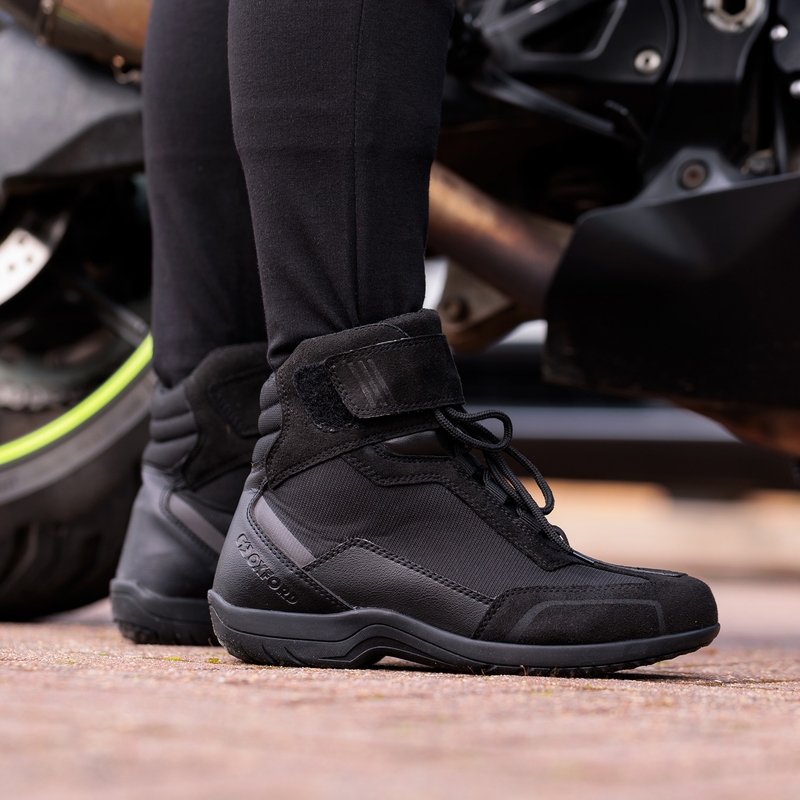 Dames Oxford Spartan Air Zwart Motorfiets Schoenen