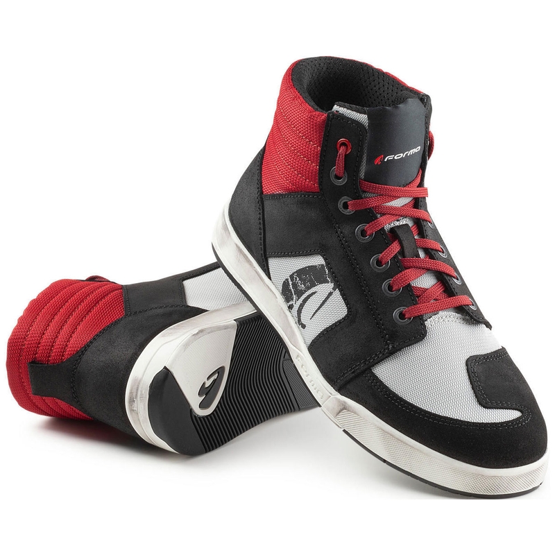 Forma Ground Dry Chicago Zwart-Rood-Grijs Motorfiets Laarzen