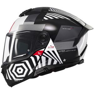 MT Atom 2 SV Strange zwart-wit-grijs opklapbare motorhelm