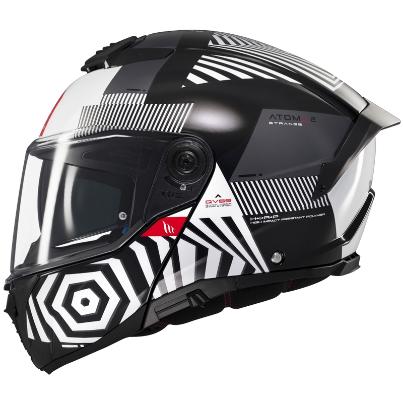MT Atom 2 SV Strange zwart-wit-grijs opklapbare motorhelm