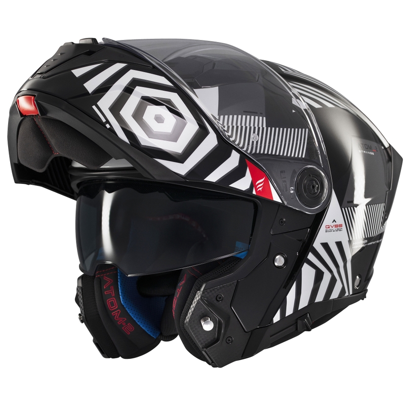 MT Atom 2 SV Strange zwart-wit-grijs opklapbare motorhelm