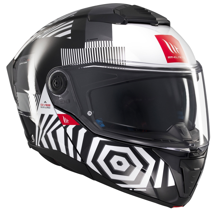 MT Atom 2 SV Strange zwart-wit-grijs opklapbare motorhelm
