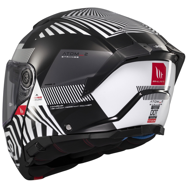 MT Atom 2 SV Strange zwart-wit-grijs opklapbare motorhelm