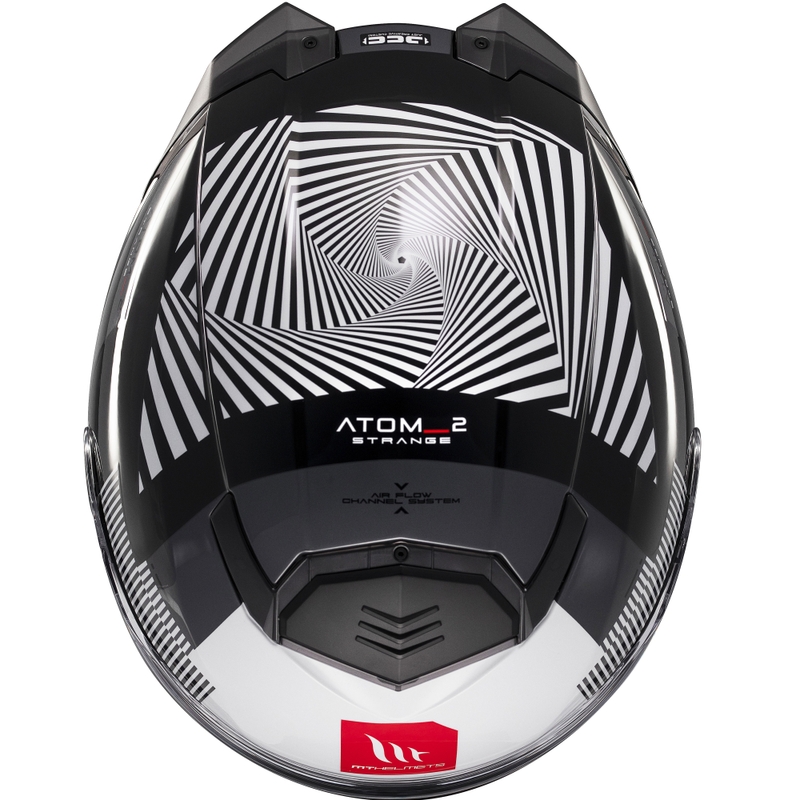 MT Atom 2 SV Strange zwart-wit-grijs opklapbare motorhelm