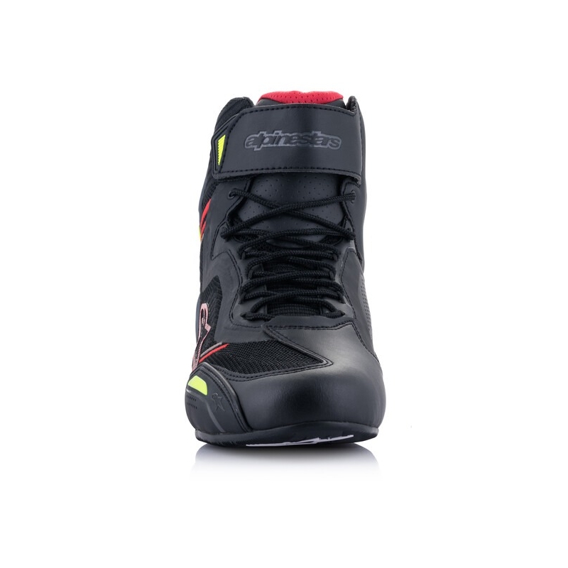 Alpinestars Faster 3 Rideknit Zwart-Rood-Fluo Geel-Grijs Motorfiets Laarzen