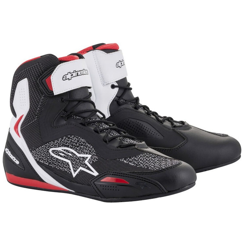 Alpinestars Faster 3 Rideknit zwart, wit en rode motorlaarzen