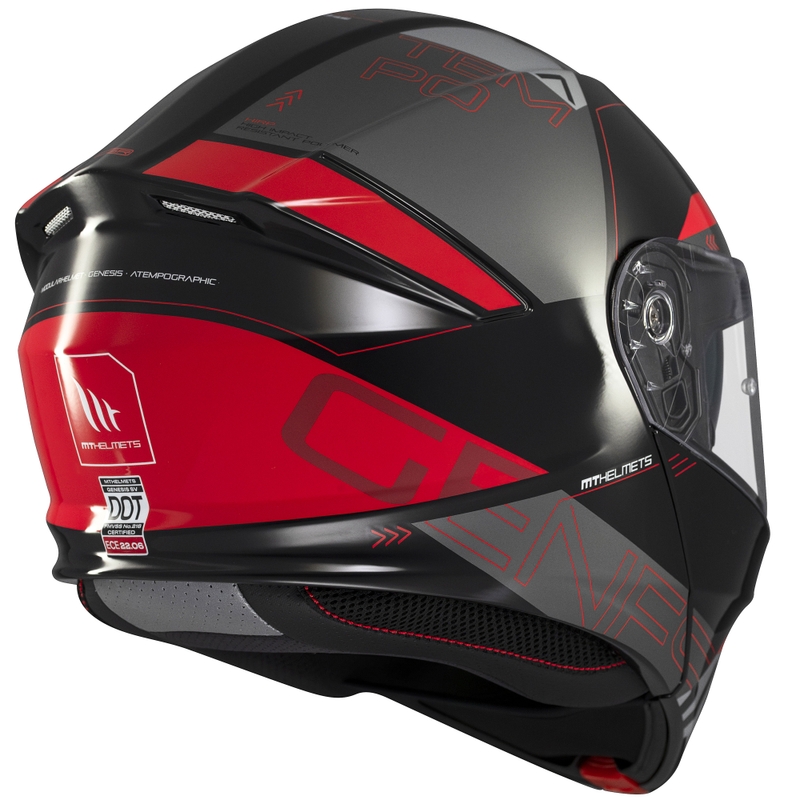 MT Genesis SV Atempo zwart-grijs-rood opklapbare motorhelm