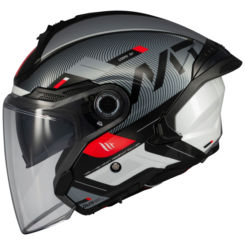 MT Cosmo SV Silence Zwart-Grijs-Wit Open Motorhelm