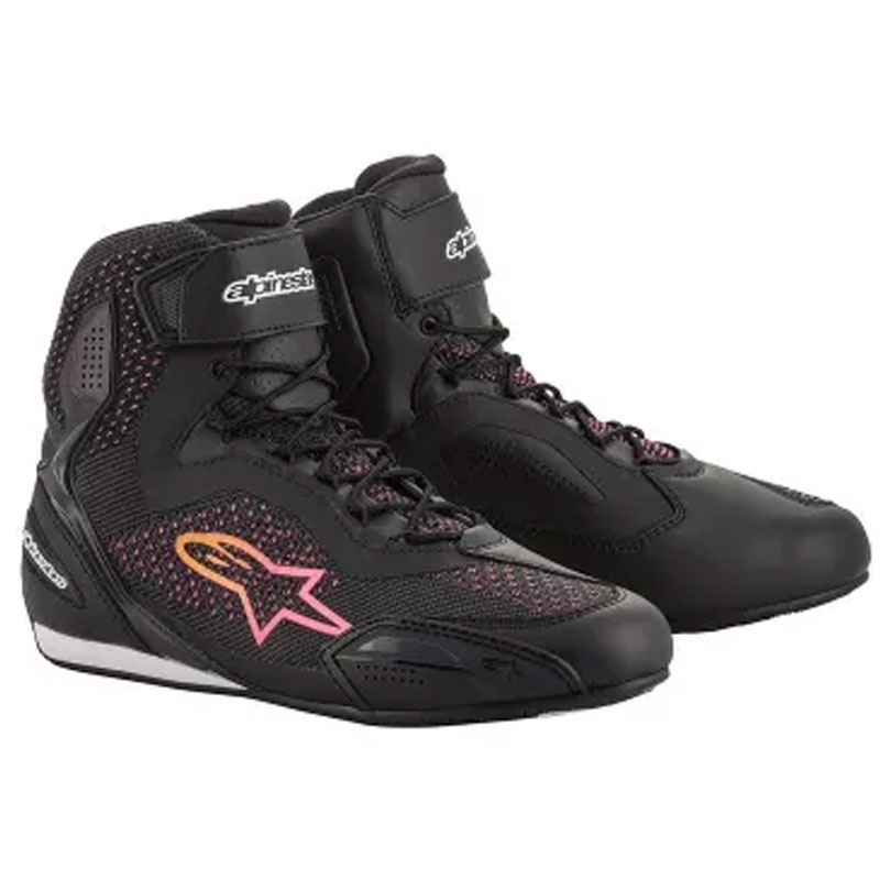 Alpinestars Stella Faster 3 Rideknit zwart, geel en roze motorlaarzen voor dames