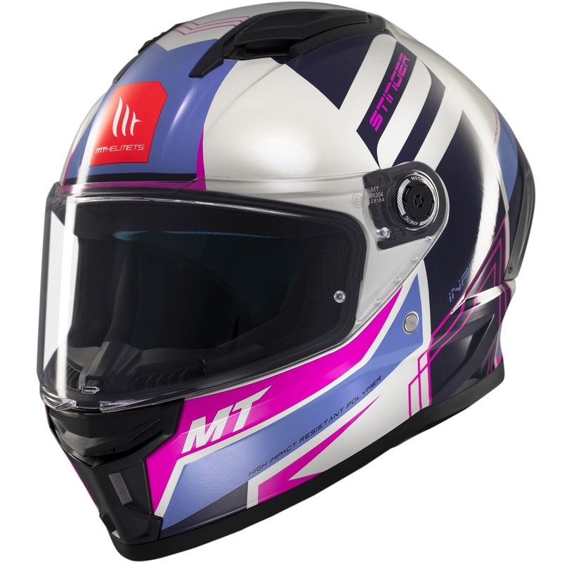 MT Stinger 2 Tron integraal motorhelm grijs-paars-roze