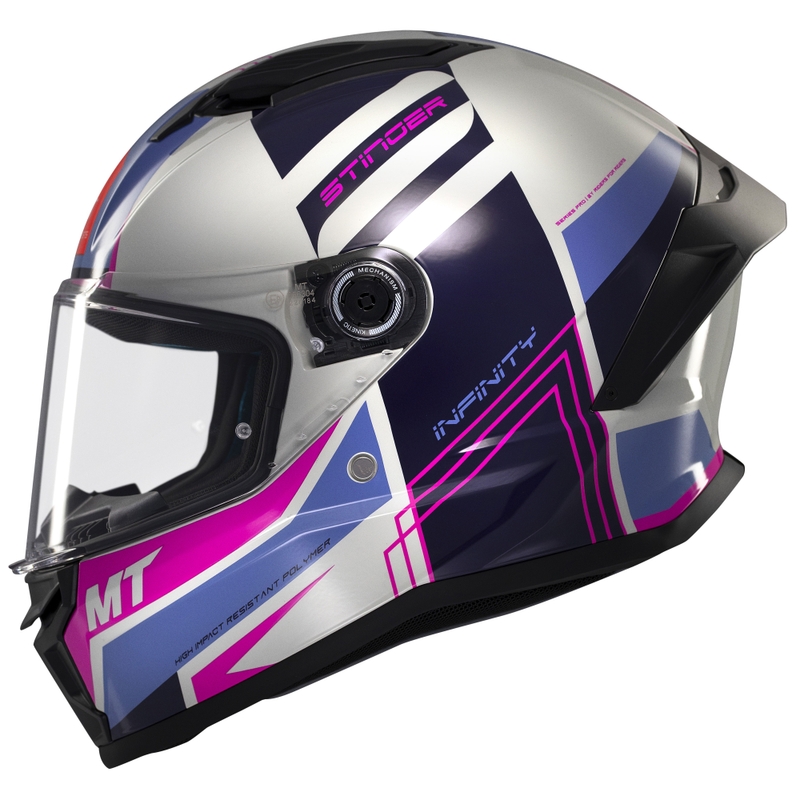 MT Stinger 2 Tron integraal motorhelm grijs-paars-roze