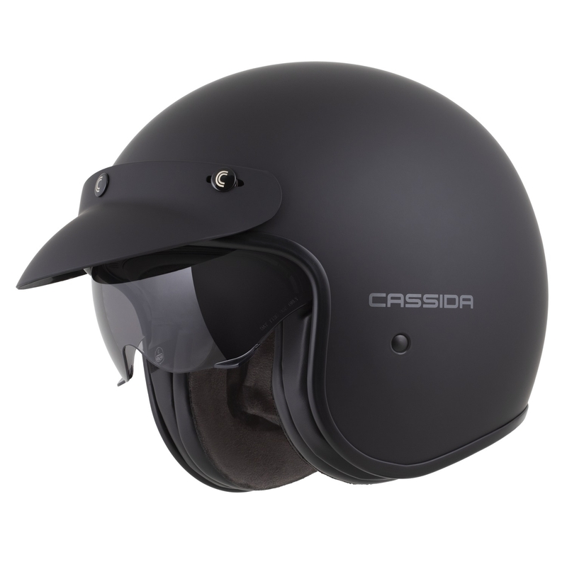 Cassida Oxygen 2.0 Solid Open Face Motorhelm Mat Zwart-Donkergrijs