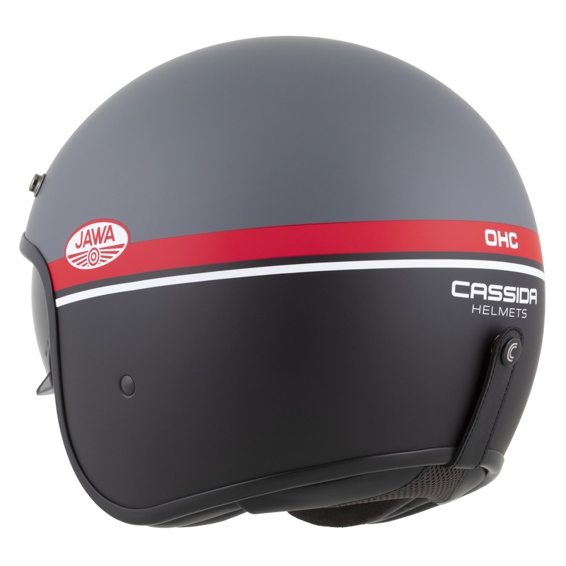 Open face motorhelm Cassida Oxygen 2.0 Jawa OHC mat grijs-rood-zwart-wit