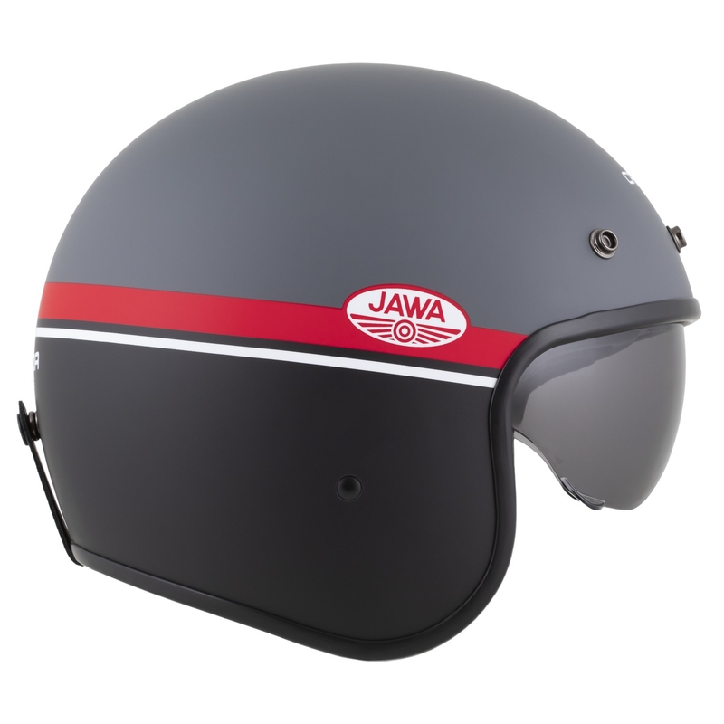 Open face motorhelm Cassida Oxygen 2.0 Jawa OHC mat grijs-rood-zwart-wit