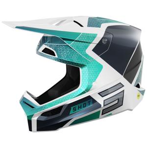 Motorcrosshelm Shot Race Phaser parel zwart-turquoise-wit