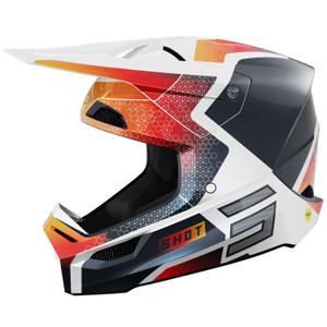 Motorcrosshelm Shot Race Phaser parelblauw-wit-oranje