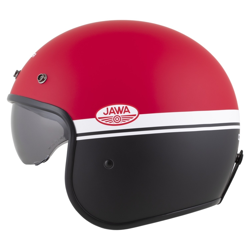 Open face motorhelm Cassida Oxygen 2.0 Jawa OHC mat rood-zwart-wit