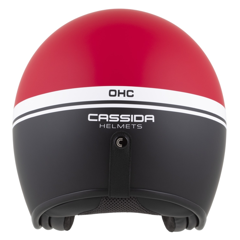 Open face motorhelm Cassida Oxygen 2.0 Jawa OHC mat rood-zwart-wit