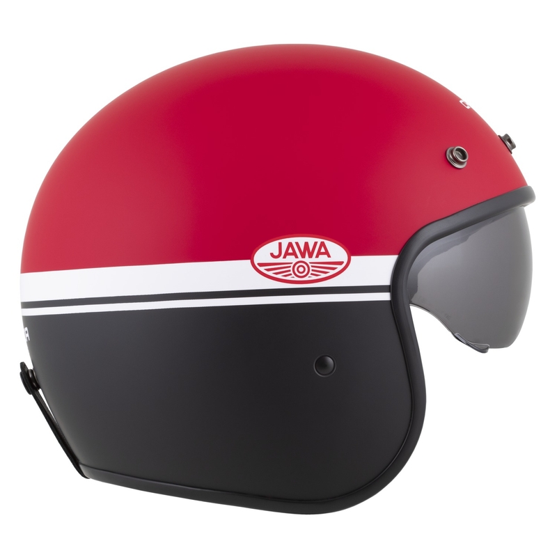 Open face motorhelm Cassida Oxygen 2.0 Jawa OHC mat rood-zwart-wit