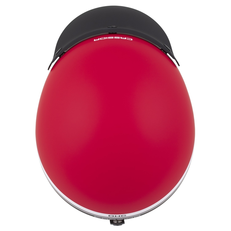 Open face motorhelm Cassida Oxygen 2.0 Jawa OHC mat rood-zwart-wit