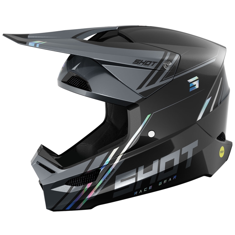 Motorcross Helm Shot Race Sprint parel zwart-grijs