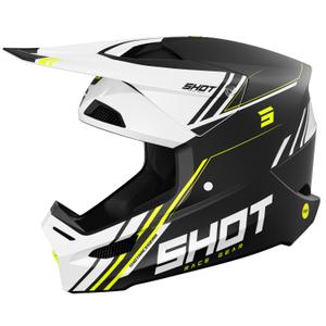 Motorcrosshelm Shot Race Sprint zwart-wit-fluo geel