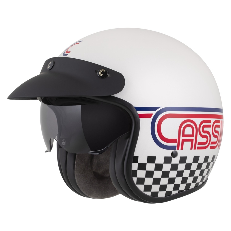 Cassida Oxygen 2.0 Rondo open face motorhelm parelwit-rood-blauw-zwart