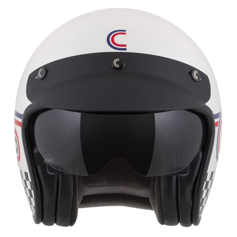 Cassida Oxygen 2.0 Rondo open face motorhelm parelwit-rood-blauw-zwart