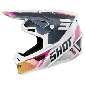 Motorcrosshelm Shot Lite Ultra parelblauw-oranje-roze