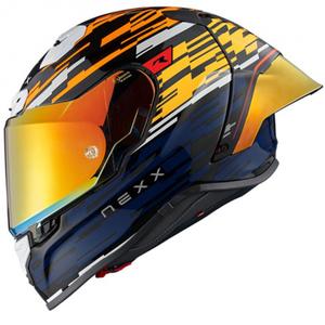 Integraal motorhelm Nexx X.R3R Glitch Racer oranje-blauw