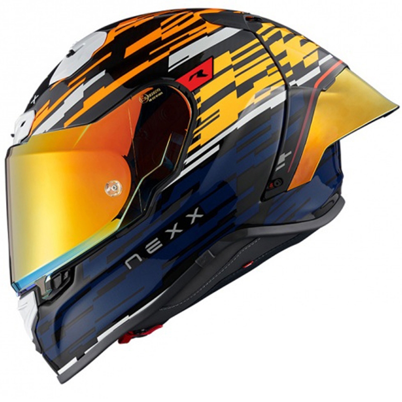 Integraal motorhelm Nexx X.R3R Glitch Racer oranje-blauw uitverkoop
