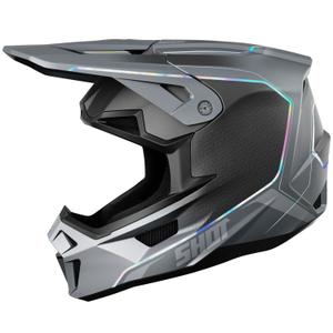 Motorcrosshelm Shot Lite Challenger parelgrijs holografisch
