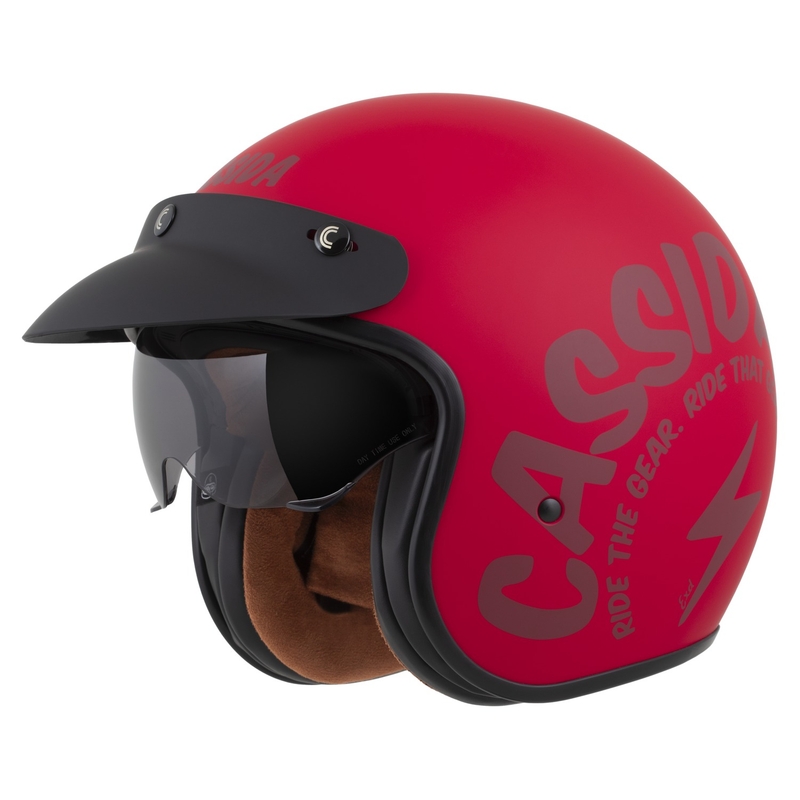 Cassida Oxygen 2.0 Gear Open Face Motorhelm Mat Rood-Donker Rood