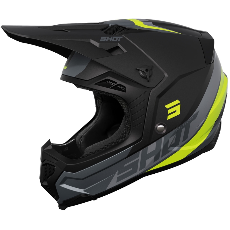 Motorcrosshelm Shot Core Custom zwart-fluo geel