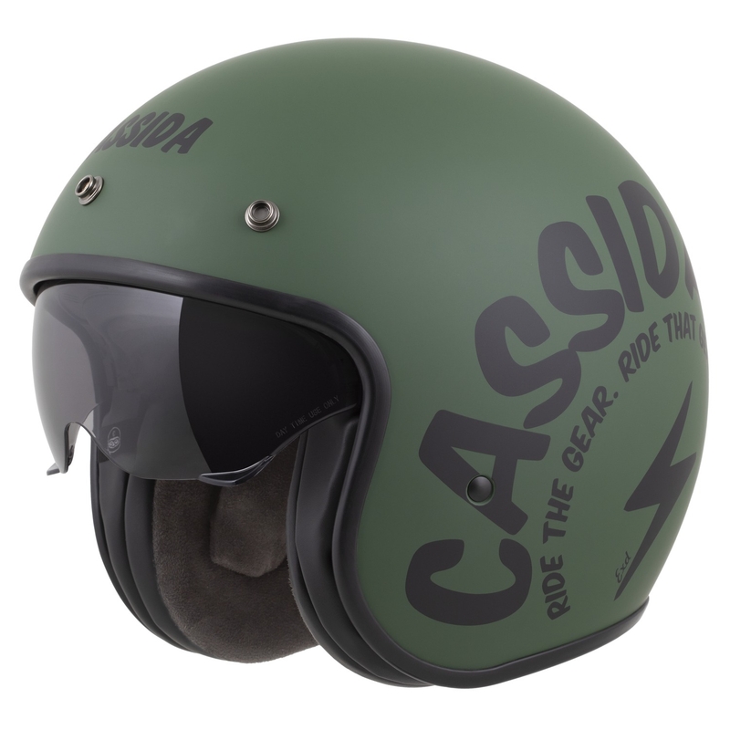 Cassida Oxygen 2.0 Gear Open Face Motorhelm Mat Groen-Zwart