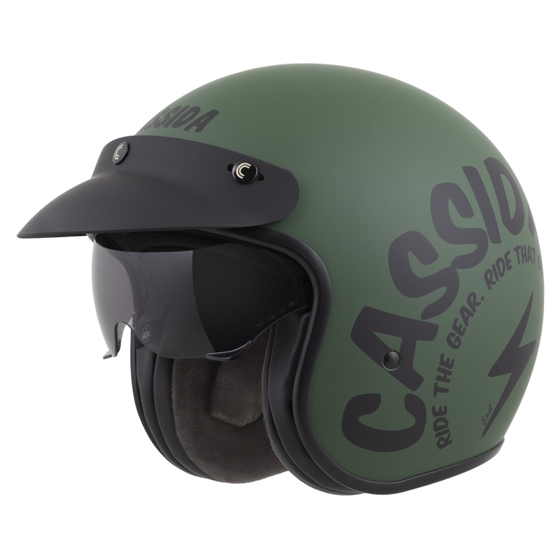 Cassida Oxygen 2.0 Gear Open Face Motorhelm Mat Groen-Zwart