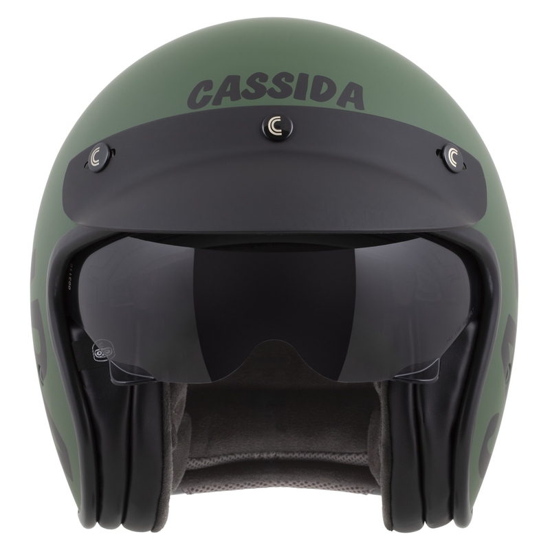 Cassida Oxygen 2.0 Gear Open Face Motorhelm Mat Groen-Zwart