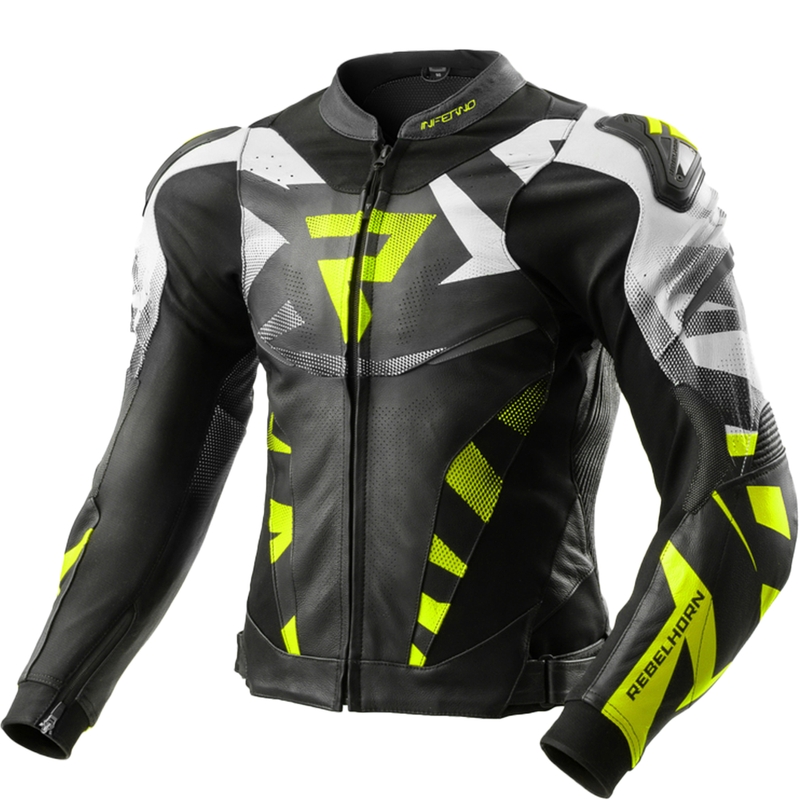 Rebelhorn Inferno zwart-fluo geel leren motorjack