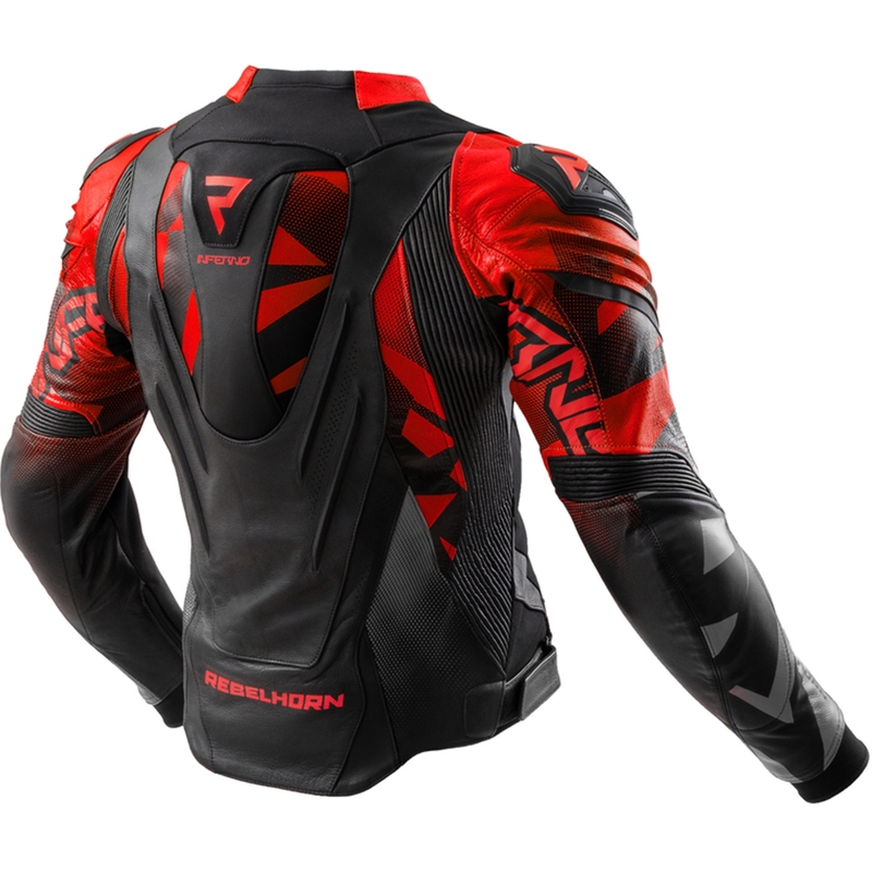 Rebelhorn Inferno leren motorjas zwart-fluorrood