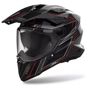 Enduro motorhelm Airoh Commander 2 Carbon Stijlvol zwart-rood