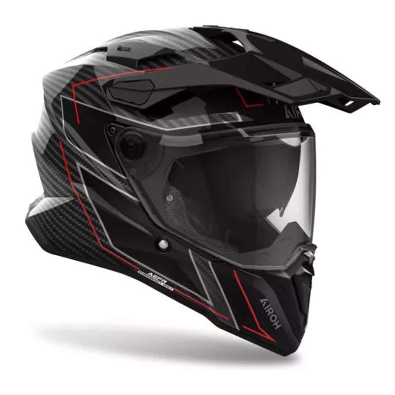 Enduro motorhelm Airoh Commander 2 Carbon Stijlvol zwart-rood
