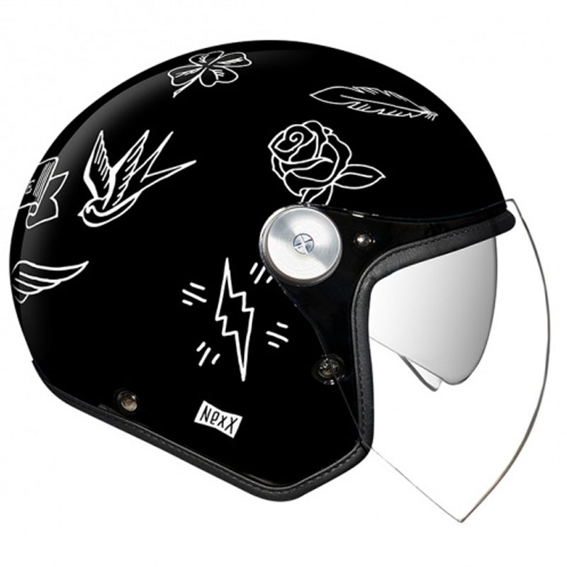 Open helm Nexx X.G30 Tattoo zwart/wit uitverkoop