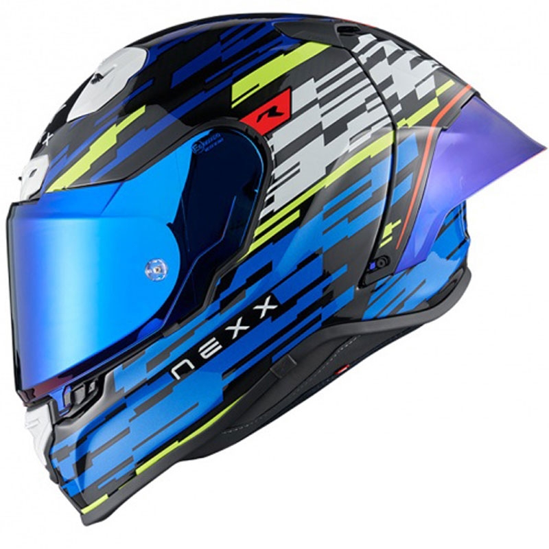 Integraal motorhelm Nexx X.R3R Glitch Racer blauw-fluo geel uitverkoop