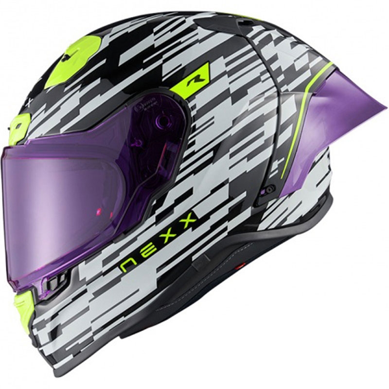 Integraal motorhelm Nexx X.R3R Glitch Racer wit-fluo geel uitverkoop