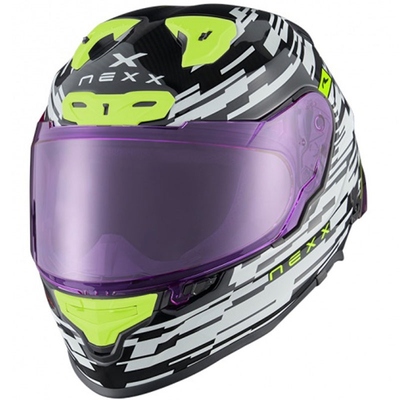 Integraal motorhelm Nexx X.R3R Glitch Racer wit-fluo geel uitverkoop
