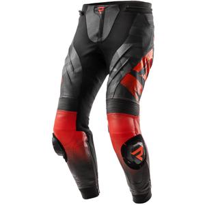 Kožené kalhoty na motorku Rebelhorn Inferno černo-fluo červené