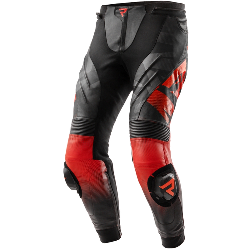 Rebelhorn Inferno leren motorbroek zwart-fluorrood