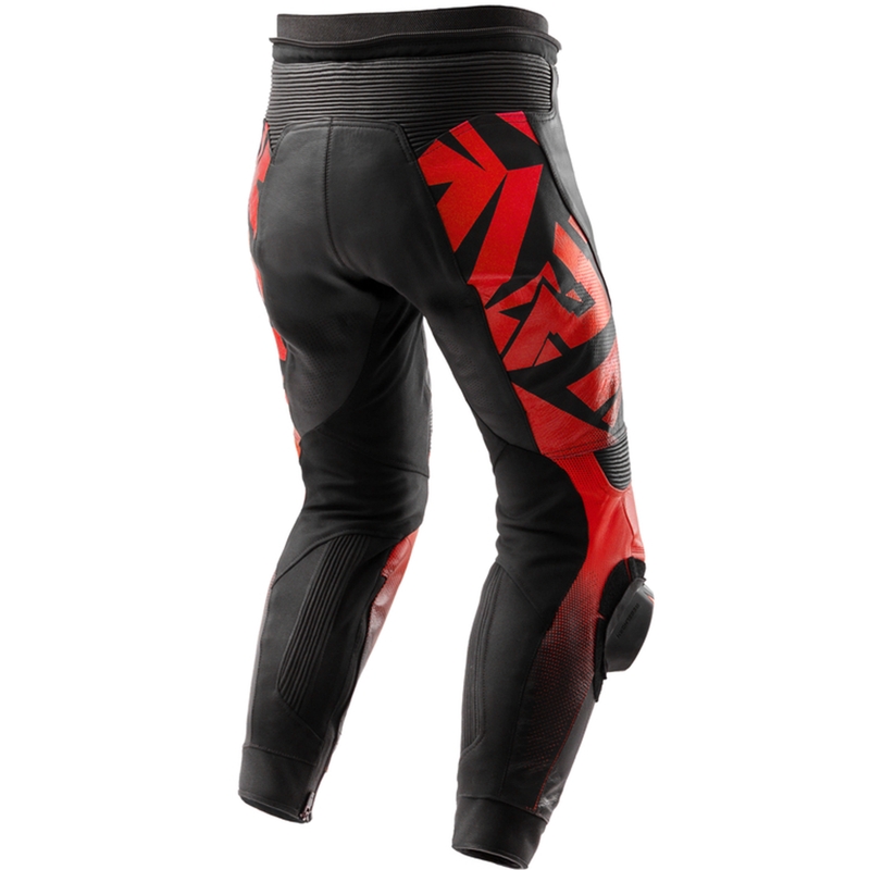 Rebelhorn Inferno leren motorbroek zwart-fluorrood