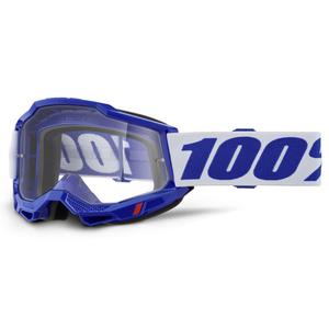 Motorcrossbril 100% ACCURI 2 blauw met helder plexiglas