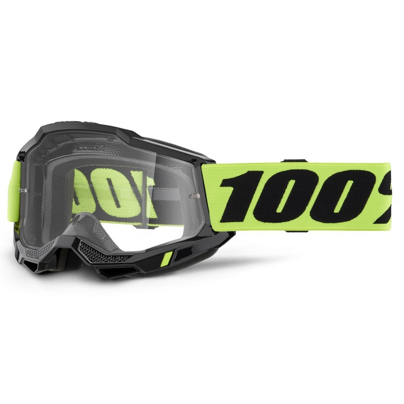Kindercrossbril 100% ACCURI 2 USA geel met helder plexiglas